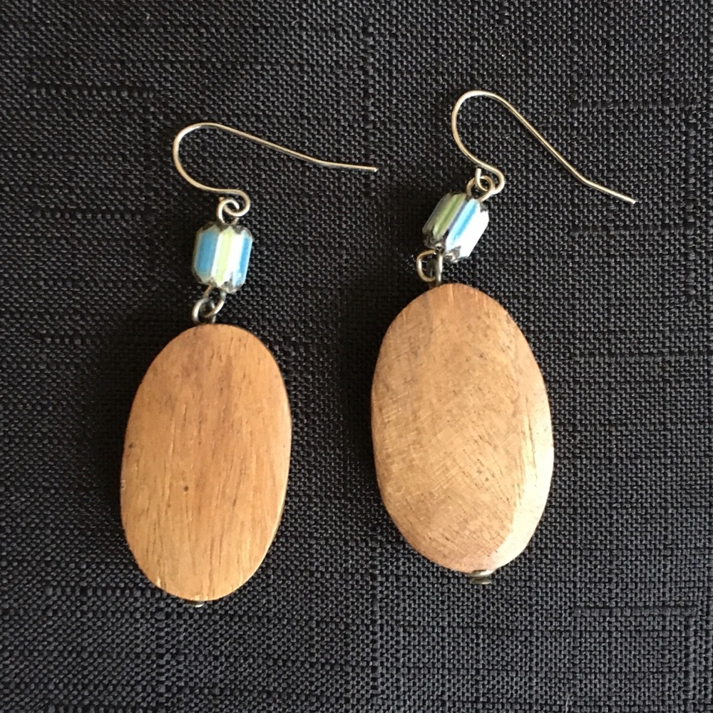 Wood and Bead Earrings
